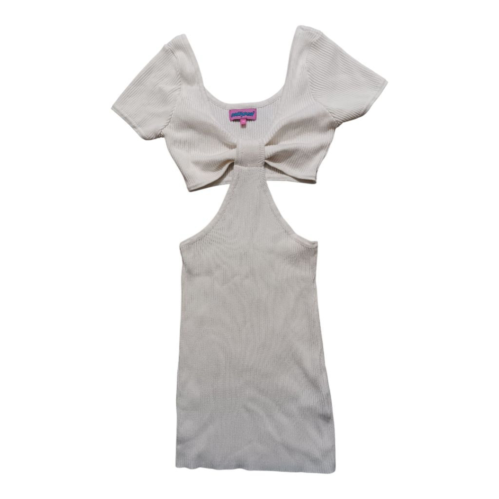 Edikted Ivory Ribbed Cut Out Dress - Picture 3 of 6